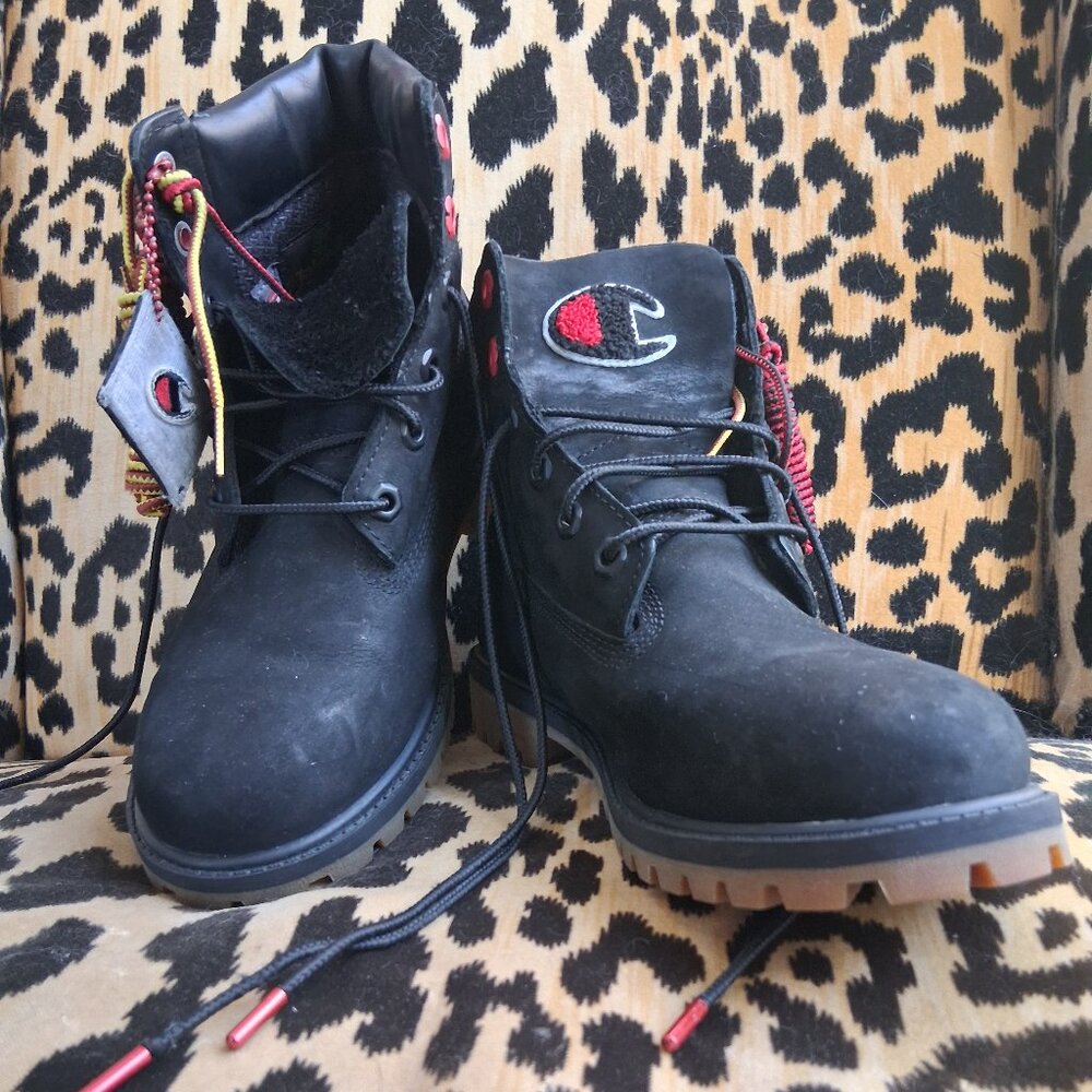 Timberland x Champion Black Nubuck Boot Size 5 Boys Never Worn